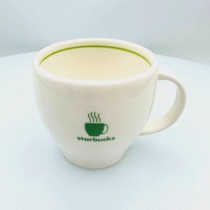 Starbucks Abbey Coffee Espresso Cup/White Mug & Green Pinstripe: Super Rare 2003